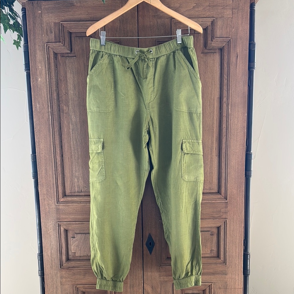 NICOLE MILLER • Women’s Green Cargo Jogger Pants • Size XL • EUC